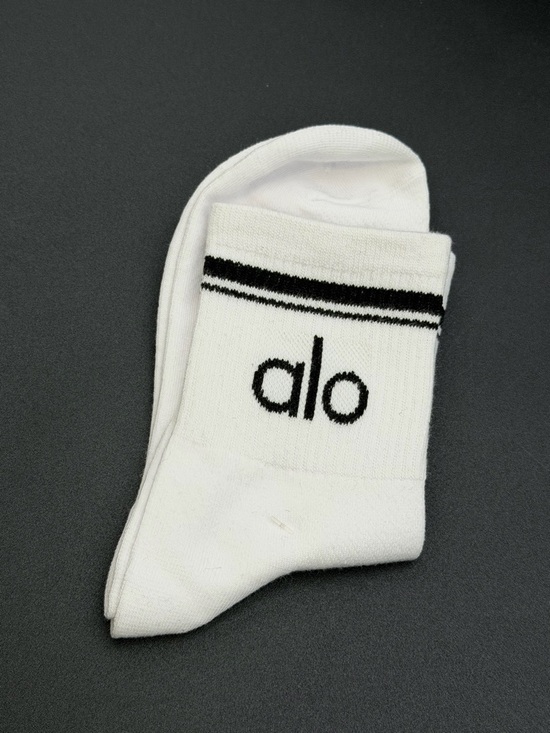 ALO Yoga Accessories - ALO Yoga White Crew Socks with Black Stripe and Logo